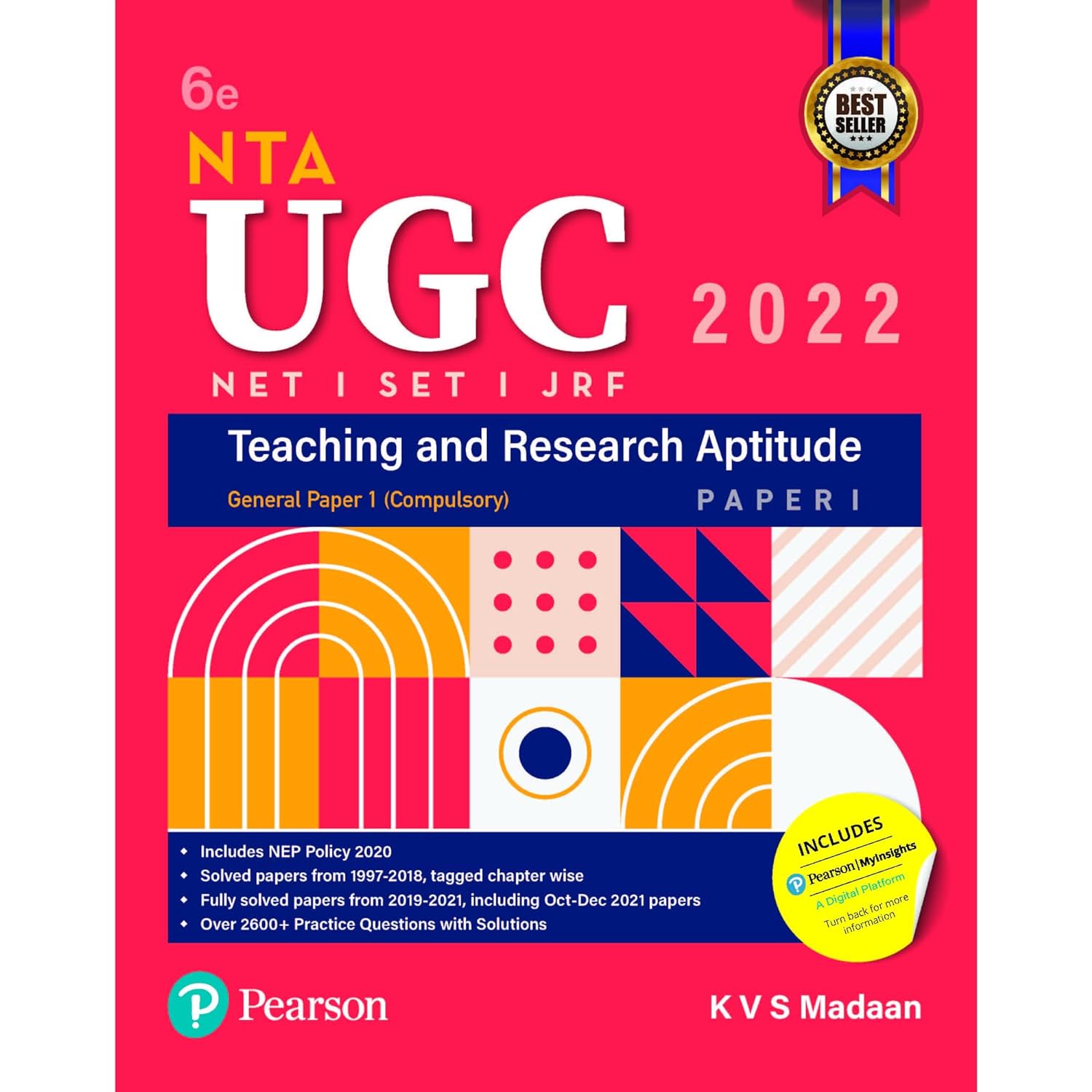 UGC NET /SET/JRF Paper 1 Teaching and Research Aptitude - 2019- 2021 fully solved papers including Oct- Dec 2021 | Includes National Education Policy 2020| Sixth Edition| By Pearson